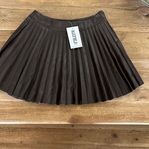 Katie J NYC Dark Brown Pleated Skirt